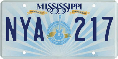 MS license plate NYA217