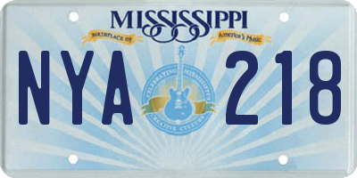 MS license plate NYA218
