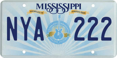 MS license plate NYA222