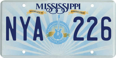 MS license plate NYA226