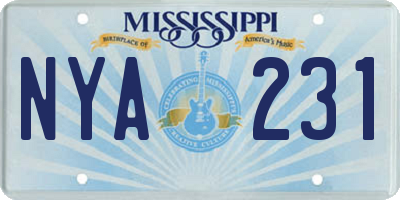 MS license plate NYA231