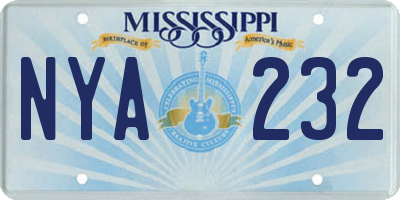 MS license plate NYA232