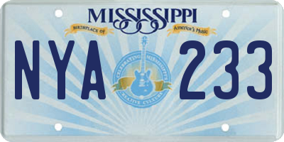MS license plate NYA233
