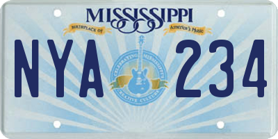 MS license plate NYA234