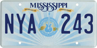 MS license plate NYA243