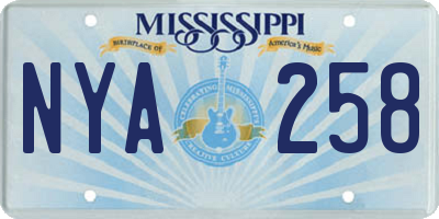 MS license plate NYA258