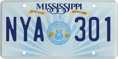 MS license plate NYA301