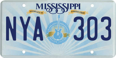 MS license plate NYA303