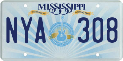 MS license plate NYA308