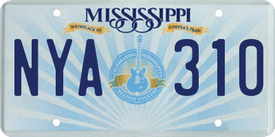 MS license plate NYA310