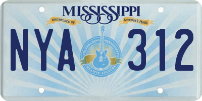 MS license plate NYA312