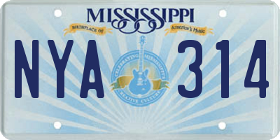 MS license plate NYA314