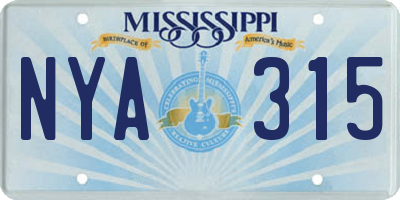 MS license plate NYA315