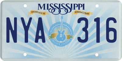 MS license plate NYA316