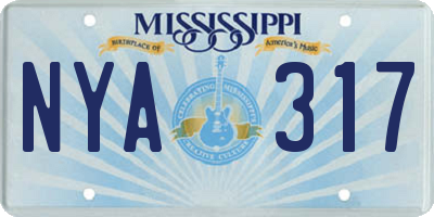 MS license plate NYA317