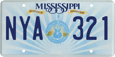 MS license plate NYA321