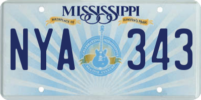MS license plate NYA343