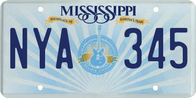 MS license plate NYA345