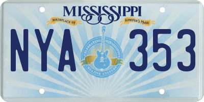 MS license plate NYA353