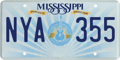 MS license plate NYA355