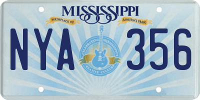 MS license plate NYA356