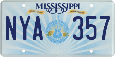 MS license plate NYA357