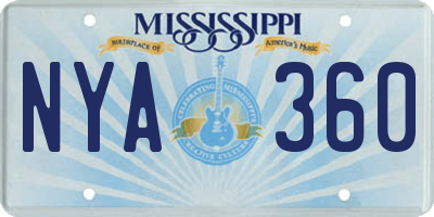 MS license plate NYA360