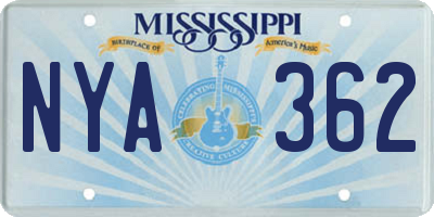 MS license plate NYA362