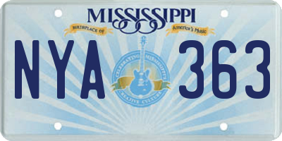 MS license plate NYA363