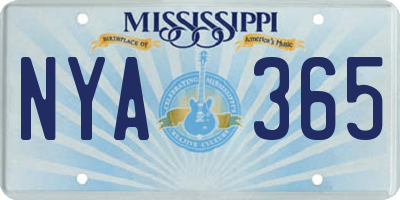 MS license plate NYA365
