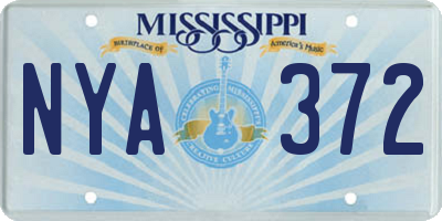MS license plate NYA372
