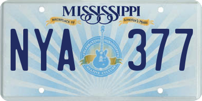 MS license plate NYA377