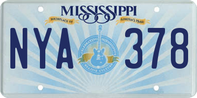 MS license plate NYA378