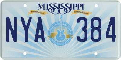 MS license plate NYA384