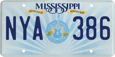 MS license plate NYA386