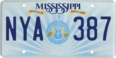 MS license plate NYA387