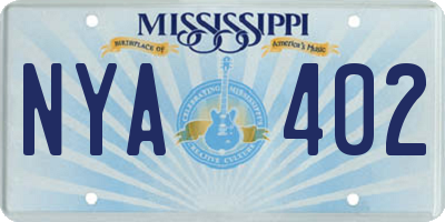 MS license plate NYA402