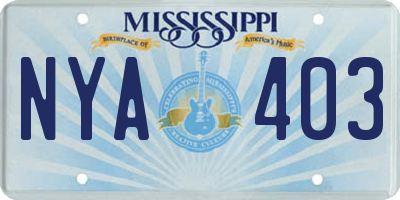 MS license plate NYA403