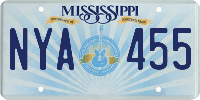 MS license plate NYA455
