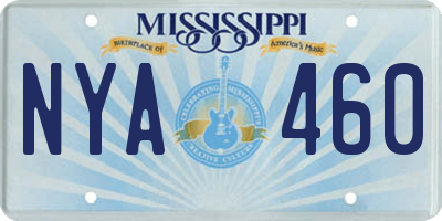 MS license plate NYA460