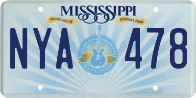 MS license plate NYA478
