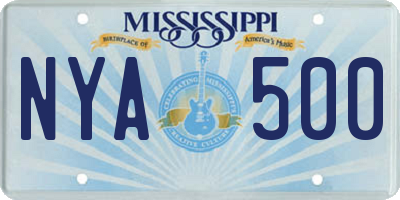 MS license plate NYA500