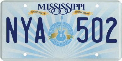 MS license plate NYA502