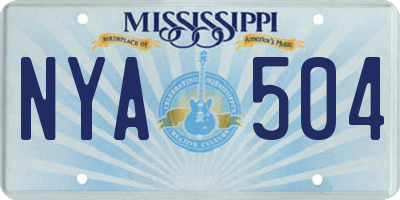MS license plate NYA504