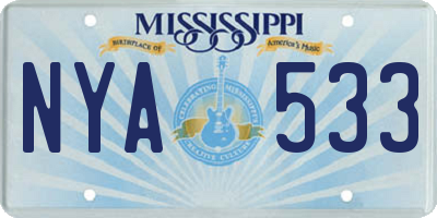 MS license plate NYA533