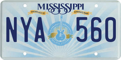 MS license plate NYA560
