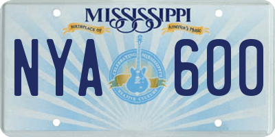 MS license plate NYA600