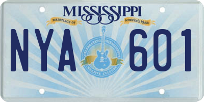 MS license plate NYA601