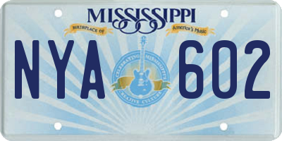 MS license plate NYA602