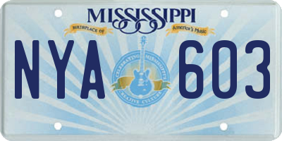 MS license plate NYA603